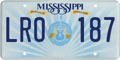 MS license plate LRO187