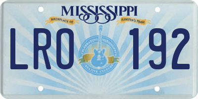 MS license plate LRO192