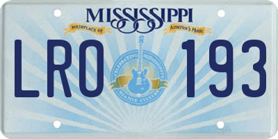 MS license plate LRO193