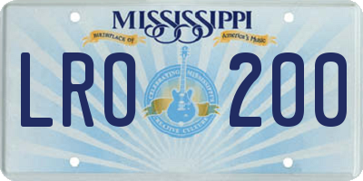 MS license plate LRO200