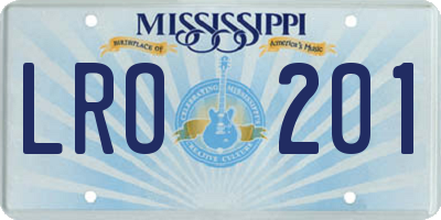 MS license plate LRO201