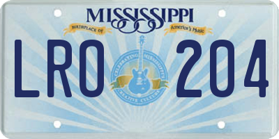 MS license plate LRO204