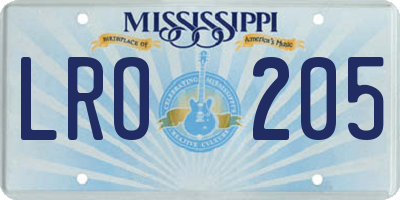 MS license plate LRO205