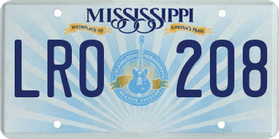 MS license plate LRO208