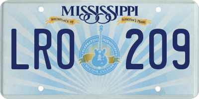MS license plate LRO209