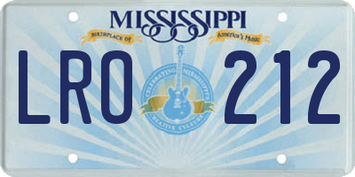 MS license plate LRO212