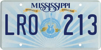 MS license plate LRO213