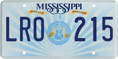MS license plate LRO215