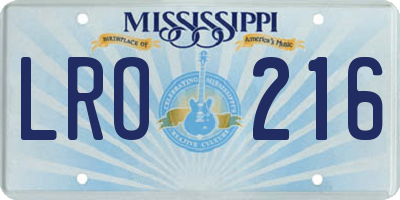MS license plate LRO216