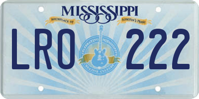 MS license plate LRO222