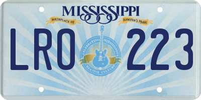 MS license plate LRO223
