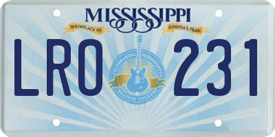 MS license plate LRO231