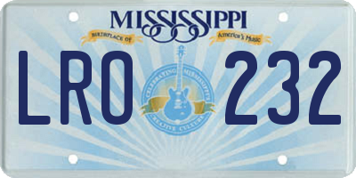 MS license plate LRO232