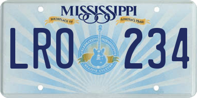 MS license plate LRO234