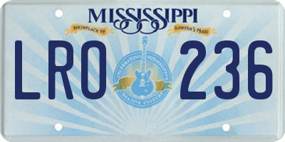 MS license plate LRO236