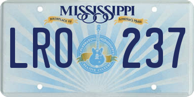 MS license plate LRO237