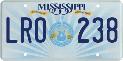 MS license plate LRO238