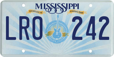 MS license plate LRO242