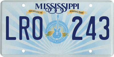 MS license plate LRO243