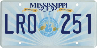 MS license plate LRO251