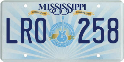 MS license plate LRO258