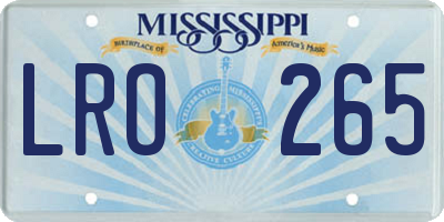 MS license plate LRO265