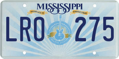 MS license plate LRO275