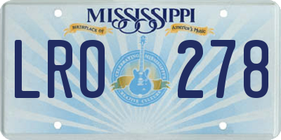 MS license plate LRO278