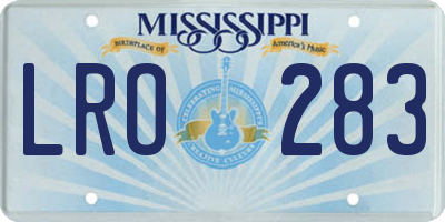 MS license plate LRO283