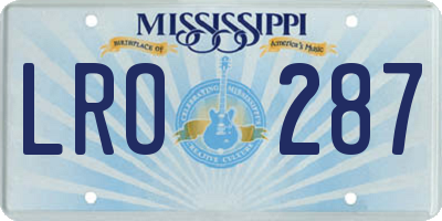 MS license plate LRO287