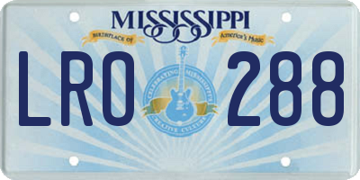 MS license plate LRO288