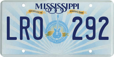 MS license plate LRO292