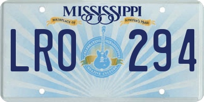 MS license plate LRO294