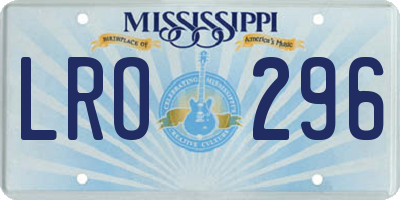 MS license plate LRO296