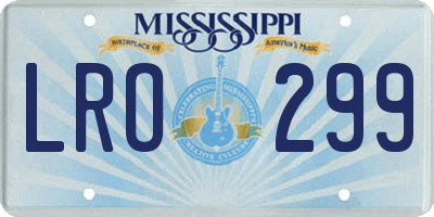 MS license plate LRO299