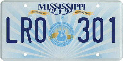 MS license plate LRO301