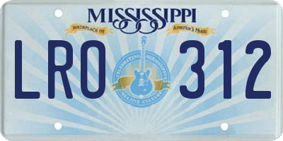 MS license plate LRO312