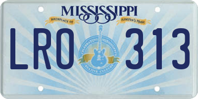 MS license plate LRO313