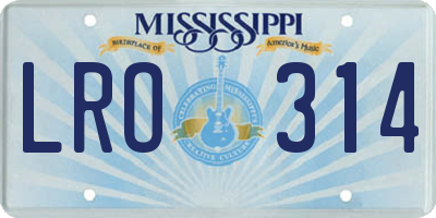 MS license plate LRO314