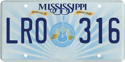 MS license plate LRO316