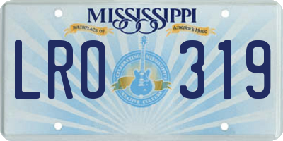 MS license plate LRO319