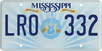MS license plate LRO332