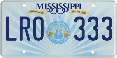MS license plate LRO333