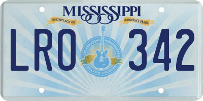 MS license plate LRO342