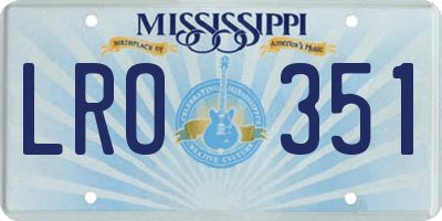 MS license plate LRO351