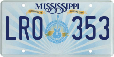 MS license plate LRO353