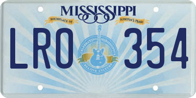 MS license plate LRO354