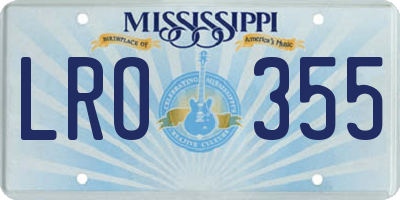 MS license plate LRO355