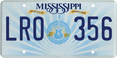 MS license plate LRO356