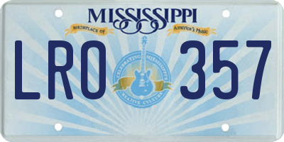 MS license plate LRO357